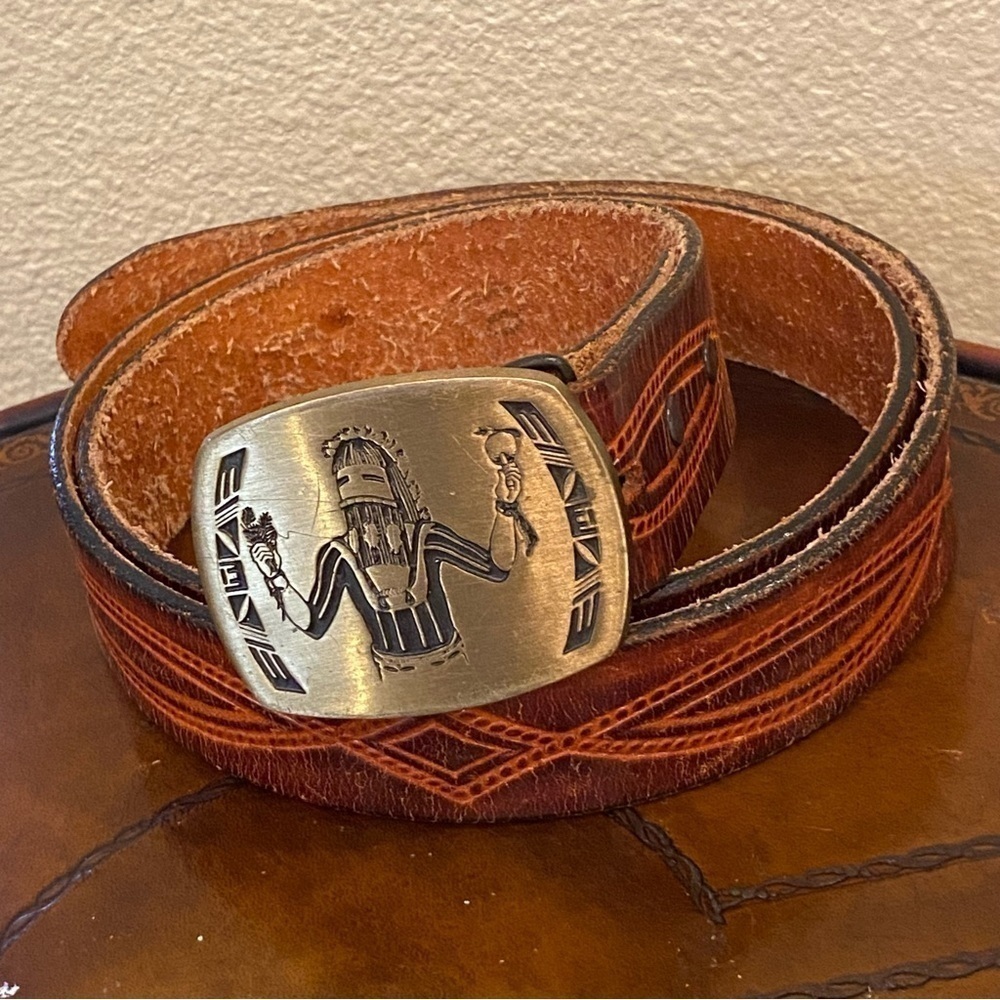Vintage HIGH MESA 1986 Albuquerque Solid Bronze Leather Brown Belt-47 Inches